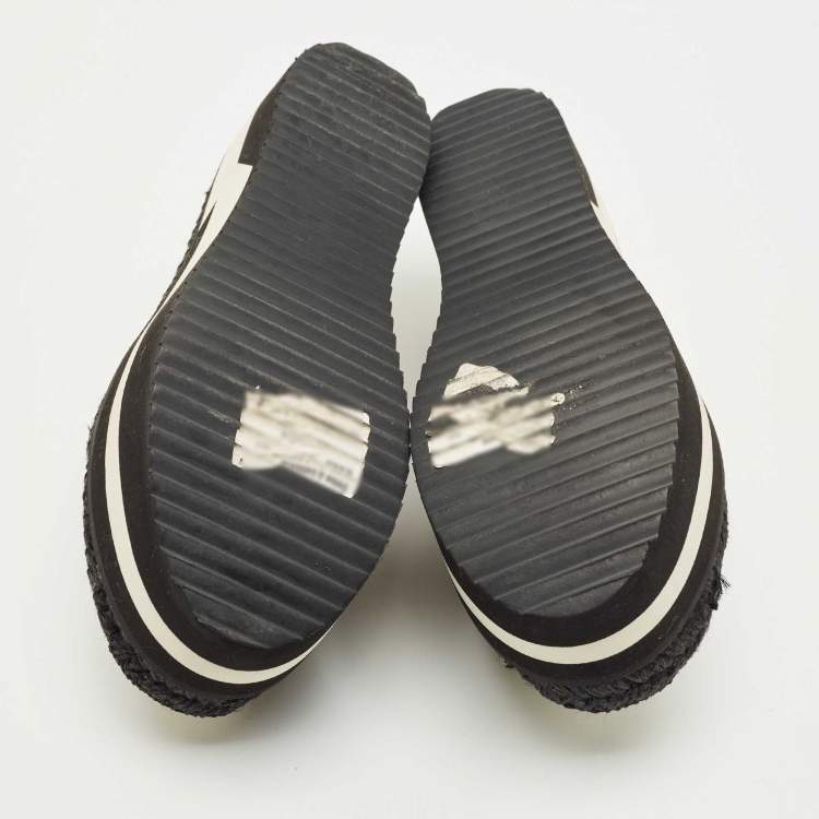 Pre Owned Dolce & Gabbana White/Black Polka Dot Fabric Platform Flats Size 39