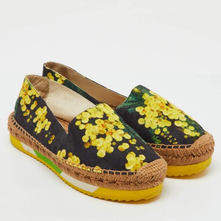Pre Owned Dolce & Gabbana Multicolor Floral Printed Fabric Platform Espadrille Flats Size 39
