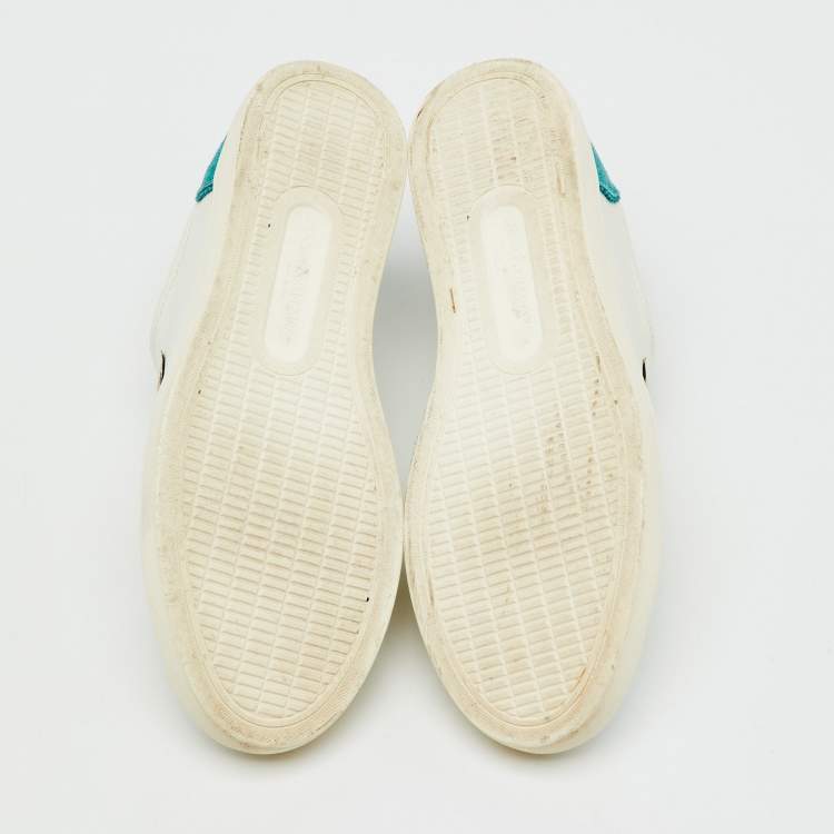 Pre Owned Dolce & Gabbana White/Green Leather and Suede Low Top Sneakers Size 38