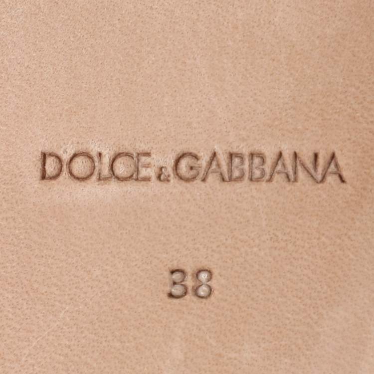 Pre Owned Dolce & Gabbana Green Leather DG Amore Logo Embellished Flat Slide Sandals Size 38