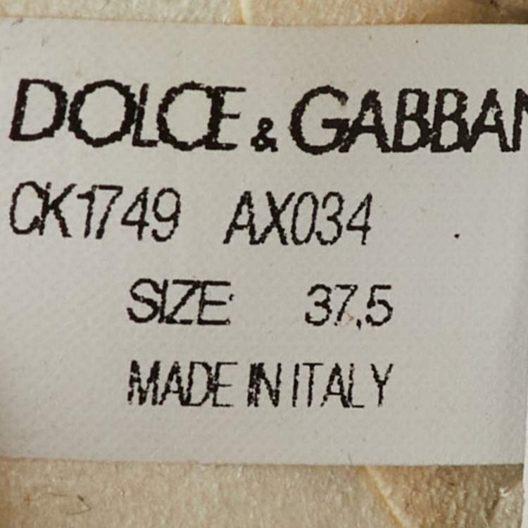 Pre Owned Dolce & Gabbana White/Beige Knit Fabric and Leather Daymaster Sneakers Size 37.5