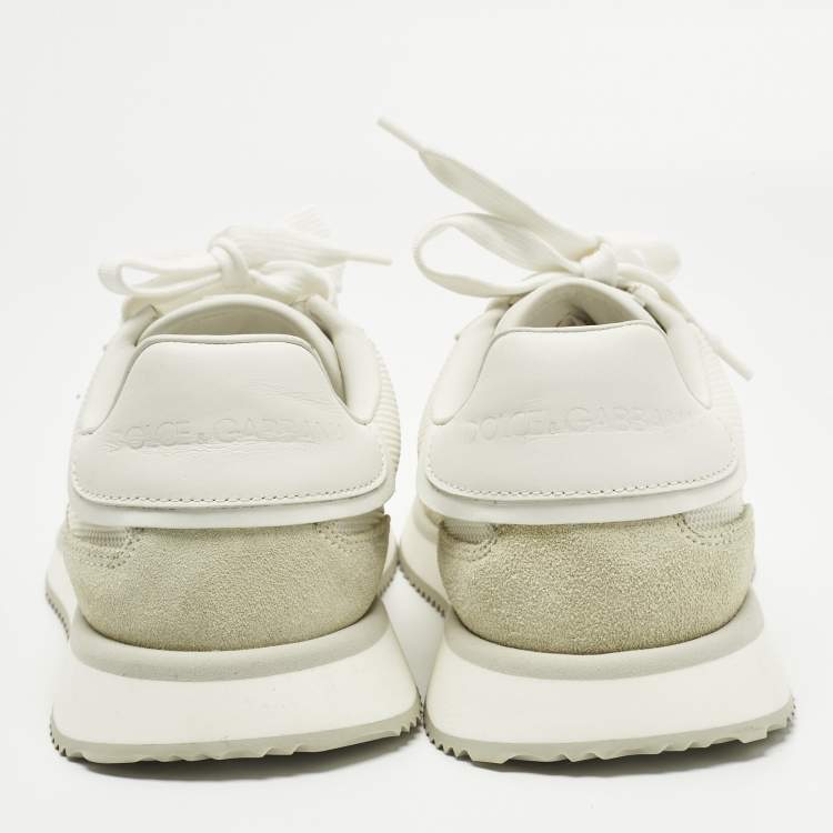 Pre Owned Dolce & Gabbana White/Cream Suede and Leather DG Cushion Sneakers Size 36