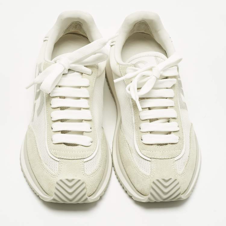 Pre Owned Dolce & Gabbana White/Cream Suede and Leather DG Cushion Sneakers Size 36