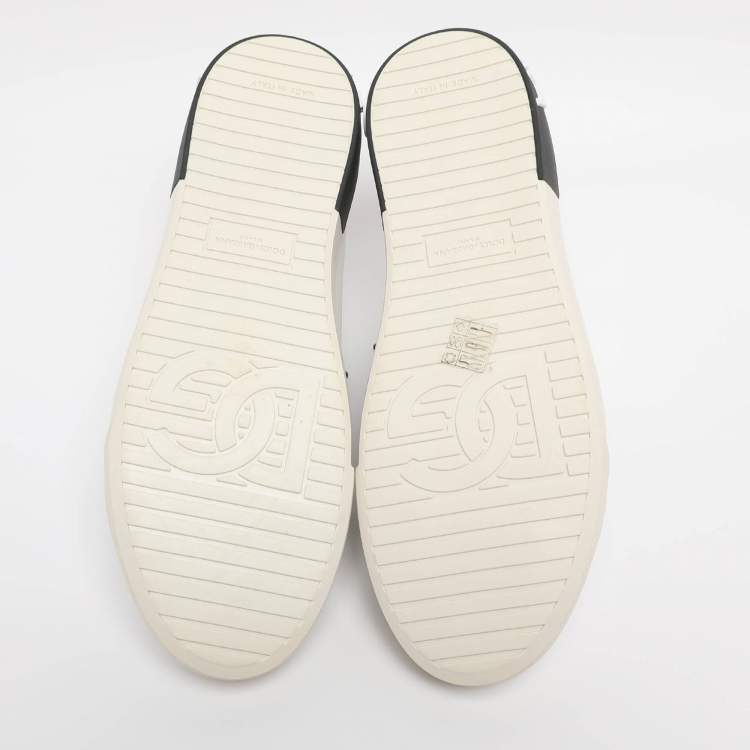 Pre Owned Dolce & Gabbana White/Gold Leather Portofino Low Top Sneakers Size 40