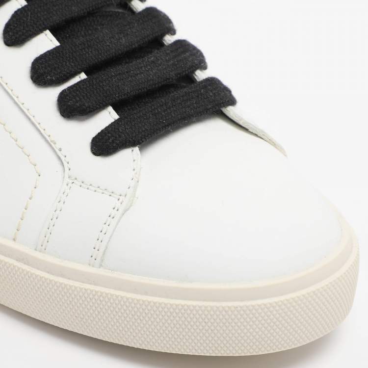 Pre Owned Dolce & Gabbana White/Gold Leather Portofino Low Top Sneakers Size 40