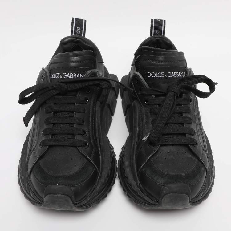 Pre Owned Dolce & Gabbana Black Leather and Rubber Super King Low Top Sneakers Size 37