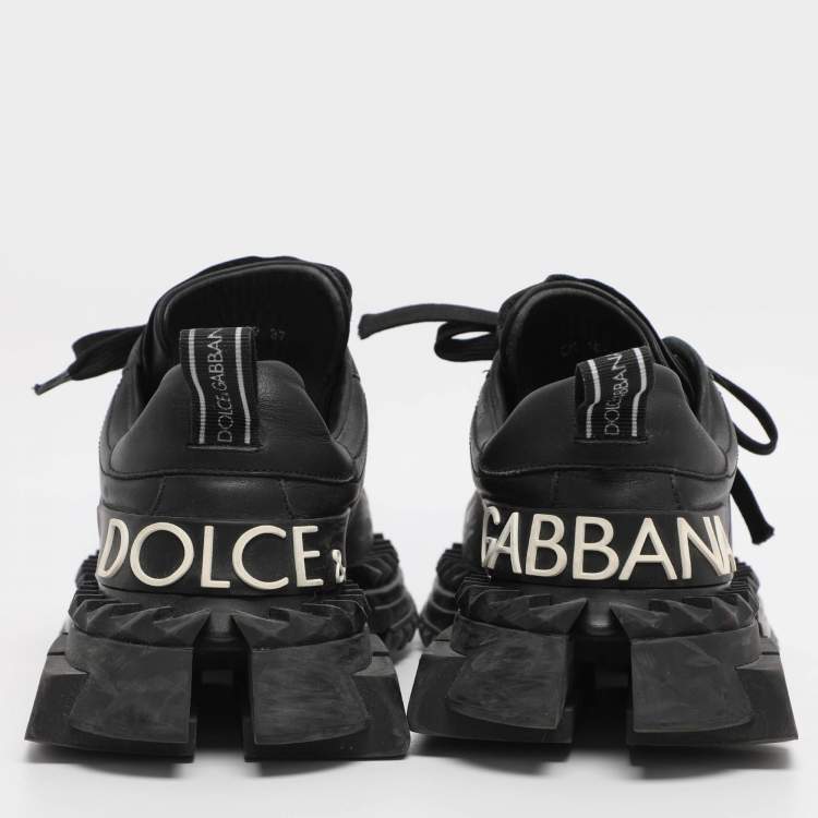 Pre Owned Dolce & Gabbana Black Leather and Rubber Super King Low Top Sneakers Size 37