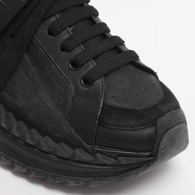 Pre Owned Dolce & Gabbana Black Leather and Rubber Super King Low Top Sneakers Size 37