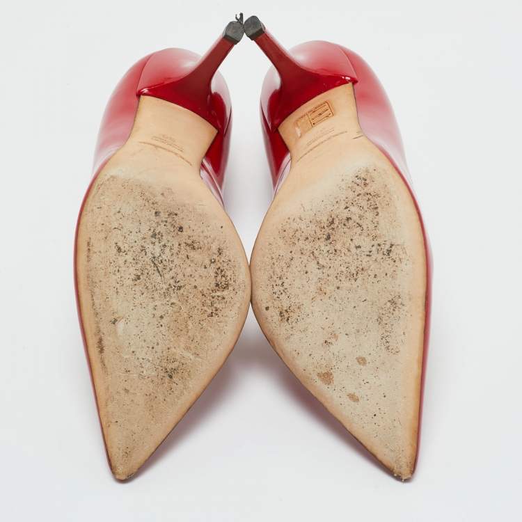 Pre Owned Dolce & Gabbana Red Patent Leather Pointed Toe Pumps Size 38