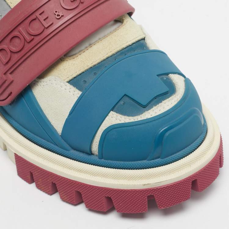 Pre Owned Dolce & Gabbana Multicolor Suede and Rubber High Top Sneakers Size 37