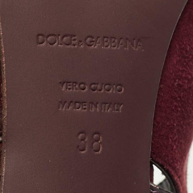 Pre Owned Dolce & Gabbana Burgundy Python Leather And Suede Cut Out Pumps Size 38