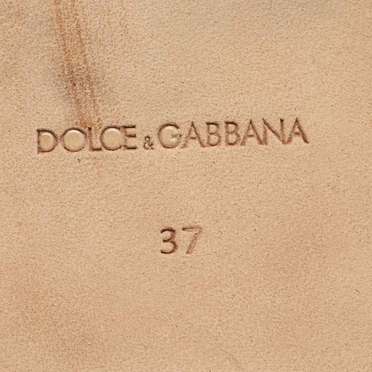 Pre Owned Dolce & Gabbana Black/Gold Lurex Fabric Jackie Smoking Slippers Size 37