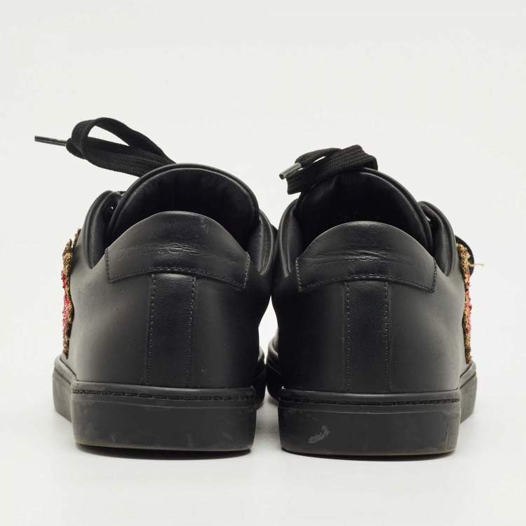 Pre Owned Dolce & Gabbana Black Leather DG Heart Sneakers Size 39