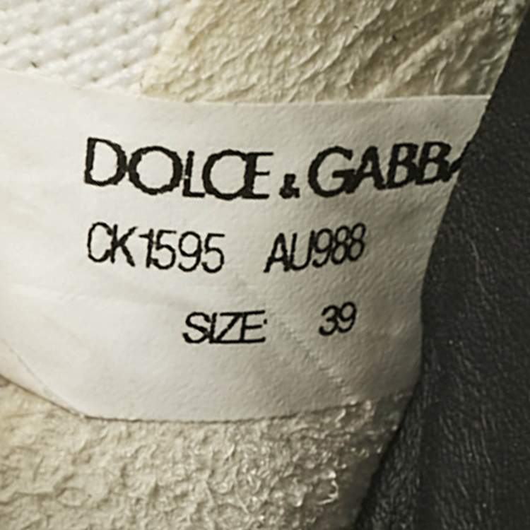 Pre Owned Dolce & Gabbana Cream Knit Fabric Sorrento Slip On Sneakers Size 39