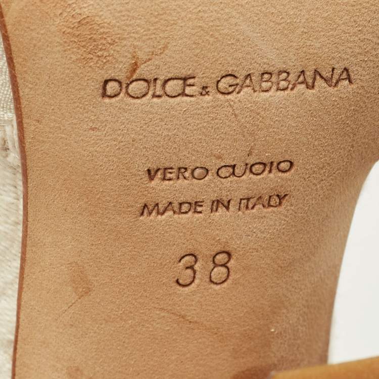 Pre Owned Dolce & Gabbana White Jacquard Majolica Mary Jane Pumps Size 38