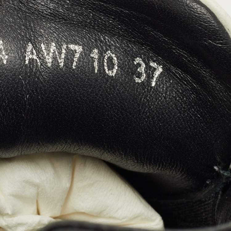 Pre Owned Dolce & Gabbana White/Black Leather Portofino Low Top Sneakers Size 37