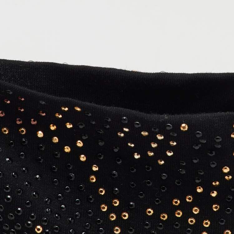 Pre Owned Dolce & Gabbana Black Stretch Fabric Metal Rhinestone Embellished Ankle Boots Size 36