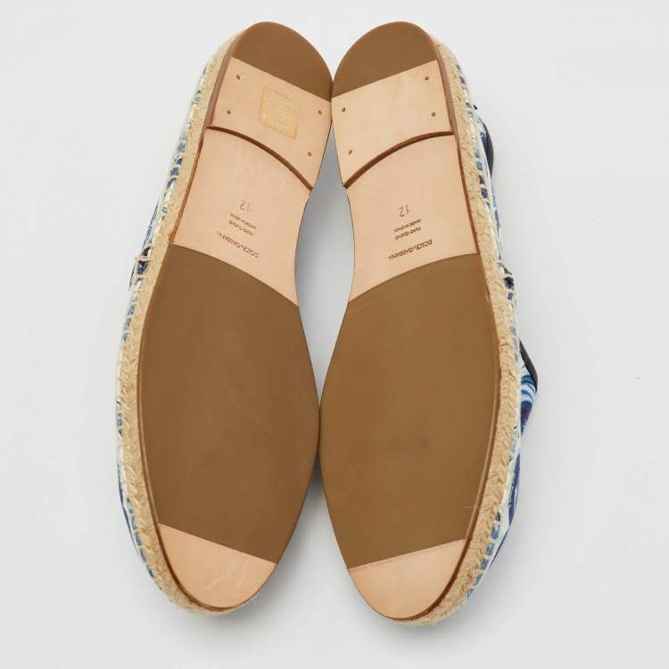 Pre Owned Dolce & Gabbana Multicolor Maiolica Print Canvas and Leather Slip On Espadrilles Size 46