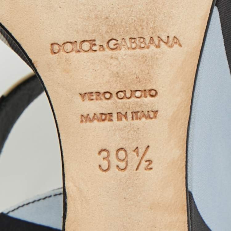 Pre Owned Dolce & Gabbana Tricolor Fabric T Strap Wedge Platform Sandals Size 39.5