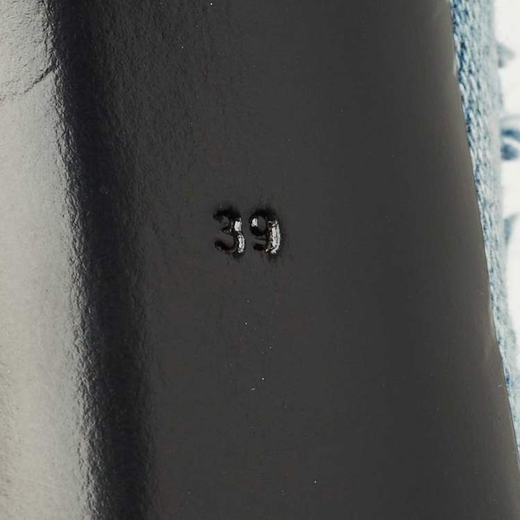 Pre Owned Dolce & Gabbana Blue Denim Crystal Embellish Pumps Size 39