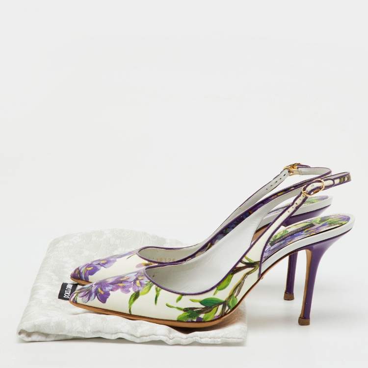 Pre Owned Dolce & Gabbana Multicolor Floral Print Patent Leather Slingback Pumps Size 40