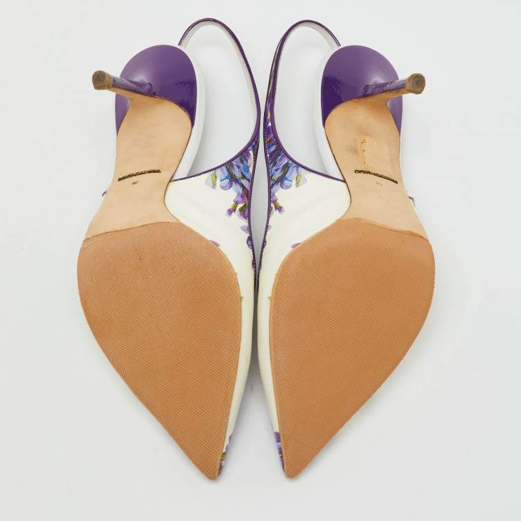 Pre Owned Dolce & Gabbana Multicolor Floral Print Patent Leather Slingback Pumps Size 40