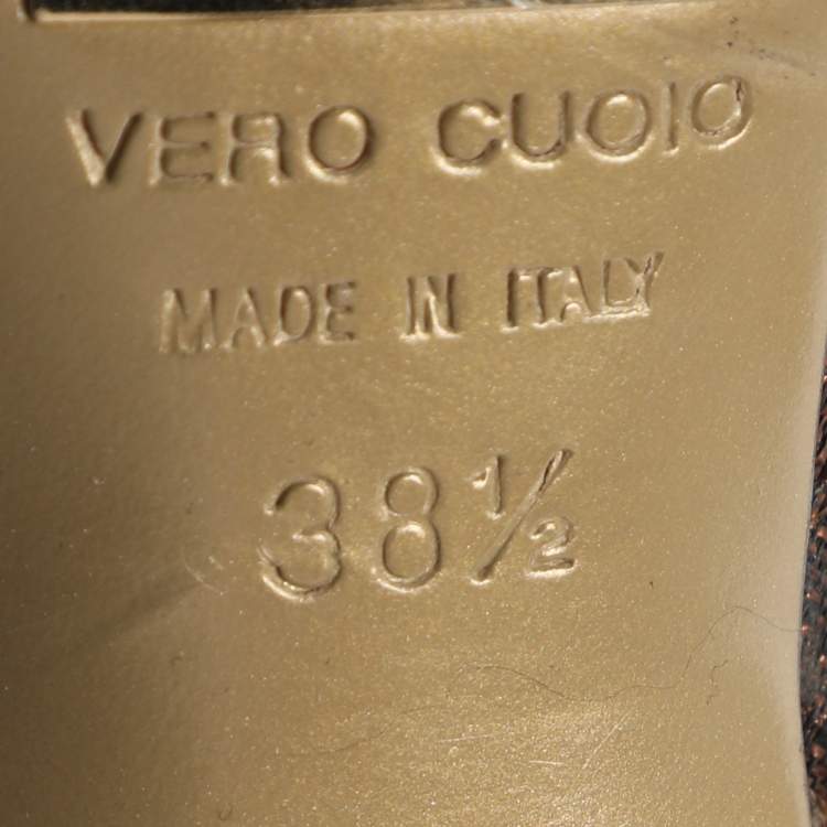 Pre Owned Dolce & Gabbana Metallic Lurex Fabric Peep Toe Ankle Strap Pumps Size 38.5