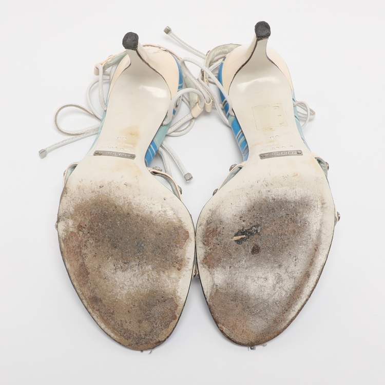 Pre Owned Dolce & Gabbana White Leather Gladiator Sandals Size 38