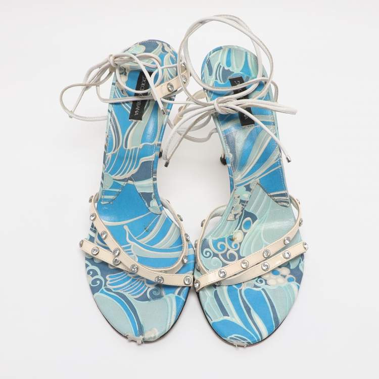 Pre Owned Dolce & Gabbana White Leather Gladiator Sandals Size 38