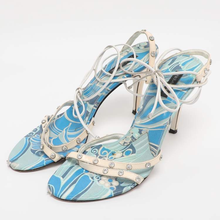 Pre Owned Dolce & Gabbana White Leather Gladiator Sandals Size 38