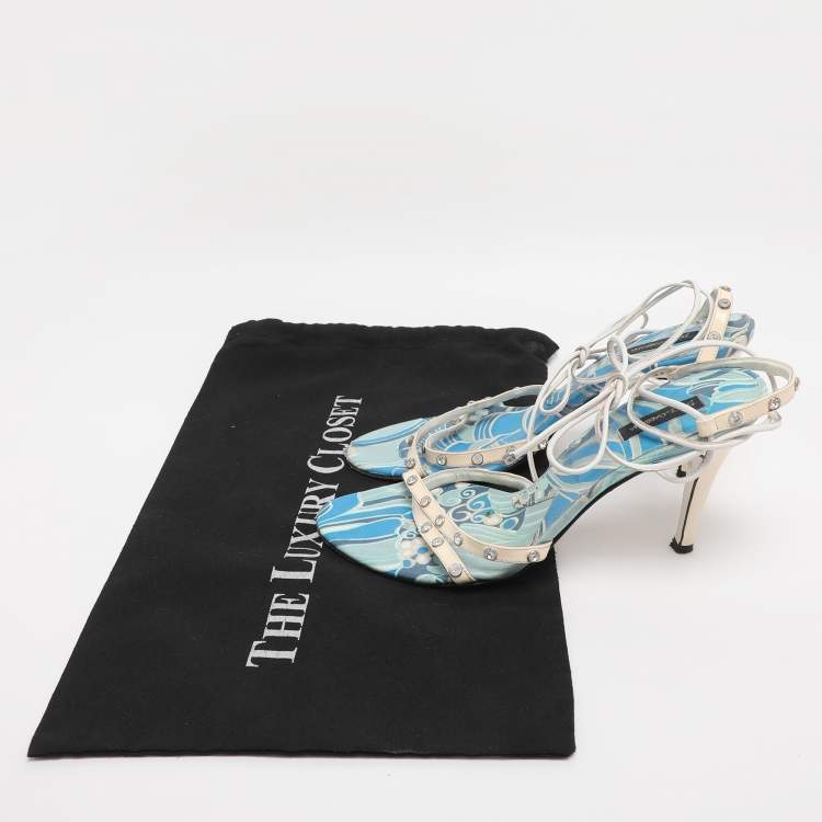 Pre Owned Dolce & Gabbana White Leather Gladiator Sandals Size 38