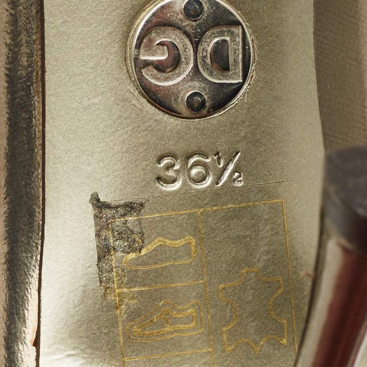 Pre Owned Dolce & Gabbana Metallic Leather Peep Toe Pumps Size 36.5