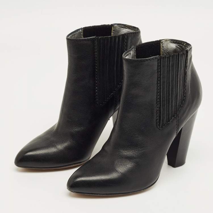 Pre Owned Dolce & Gabbana Black Leather Ankle Boots Size 37