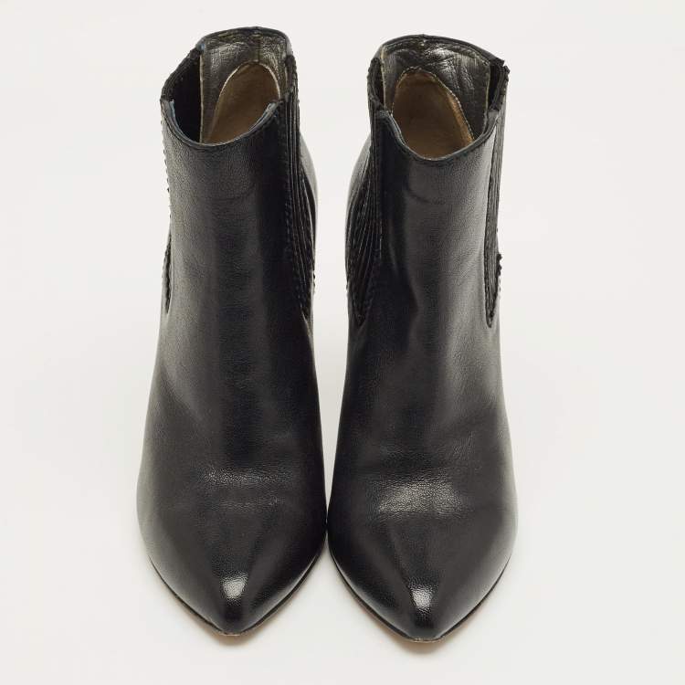 Pre Owned Dolce & Gabbana Black Leather Ankle Boots Size 37