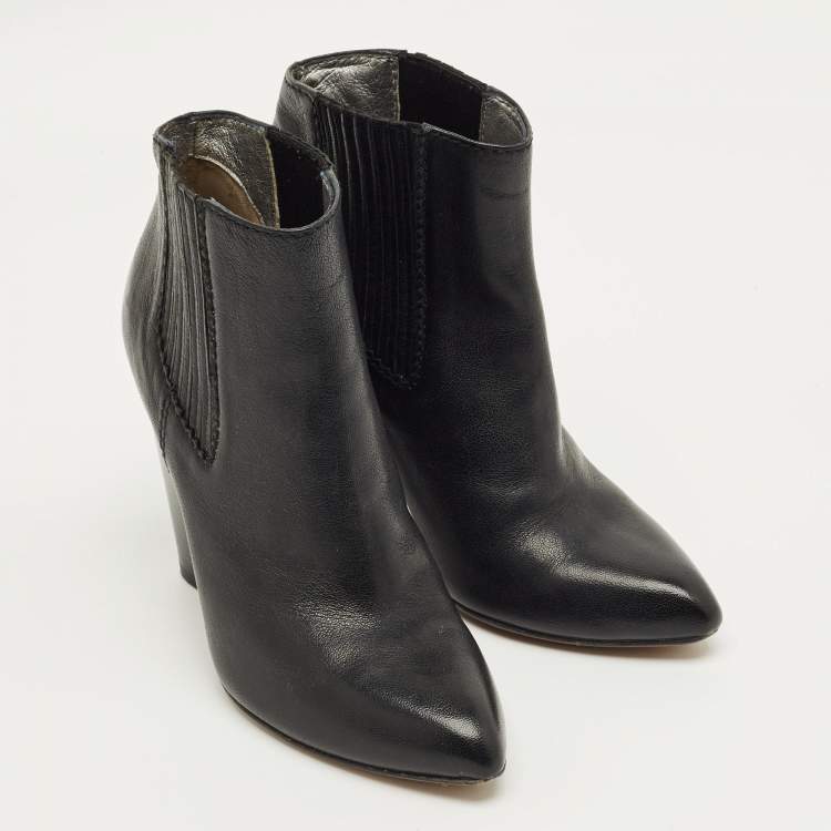 Pre Owned Dolce & Gabbana Black Leather Ankle Boots Size 37