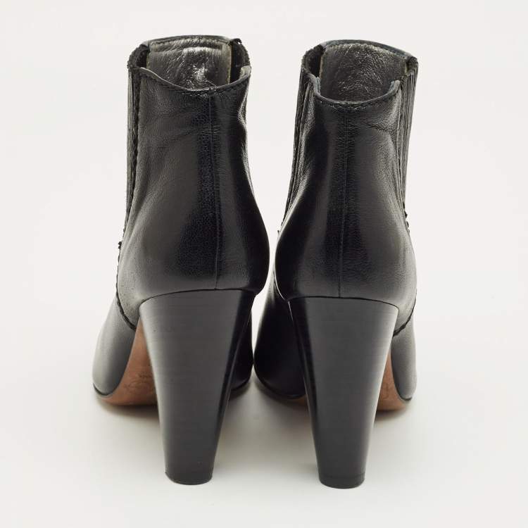 Pre Owned Dolce & Gabbana Black Leather Ankle Boots Size 37