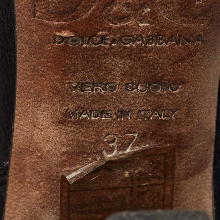 Pre Owned Dolce & Gabbana Black Leather Ankle Boots Size 37