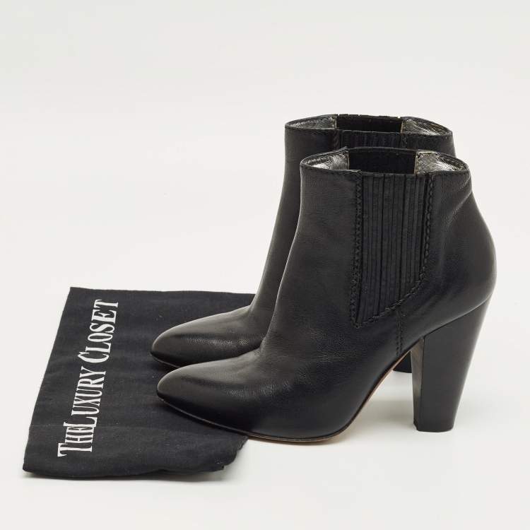 Pre Owned Dolce & Gabbana Black Leather Ankle Boots Size 37