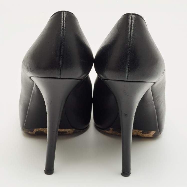 Pre Owned Dolce & Gabbana Black Leather Platform Pumps Size 39