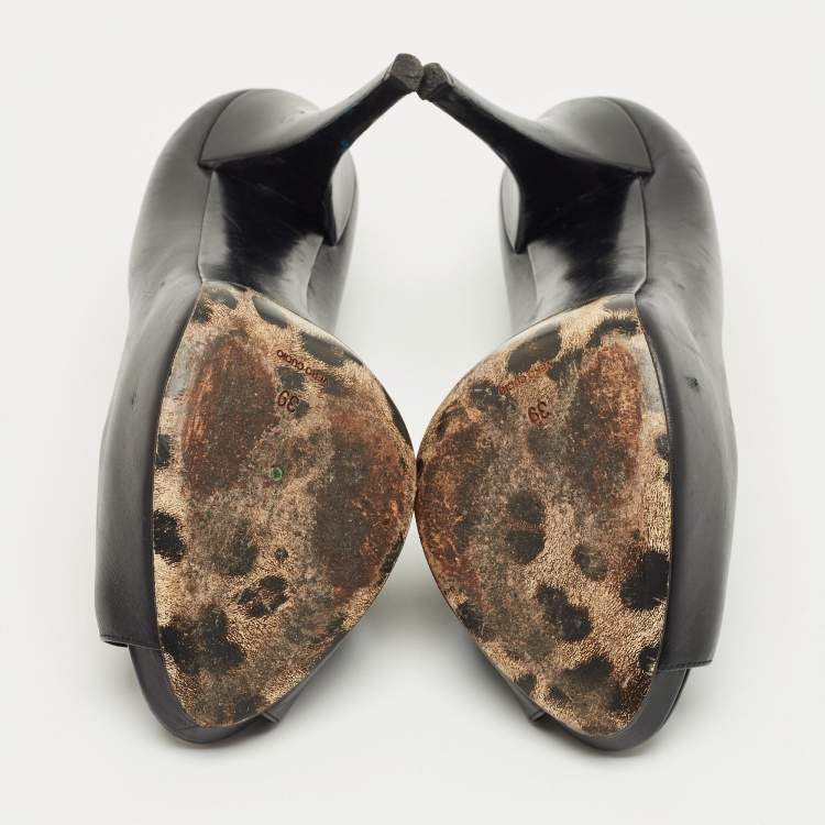 Pre Owned Dolce & Gabbana Black Leather Platform Pumps Size 39