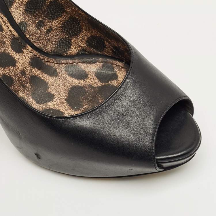 Pre Owned Dolce & Gabbana Black Leather Platform Pumps Size 39
