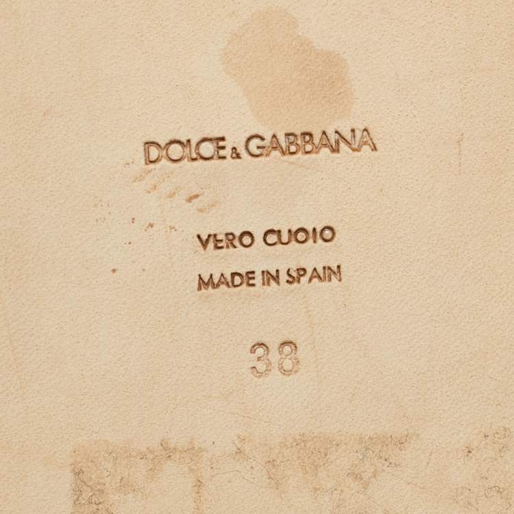 Pre Owned Dolce & Gabbana Multicolor Leather and Raffia Pineapple Kiwi Patch Espadrille Sandals Size 38