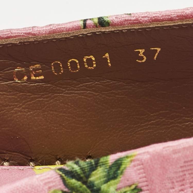 Pre Owned Dolce & Gabbana Pink/Yellow Pineapple Print Brocade Espadrilles Flats Size 37
