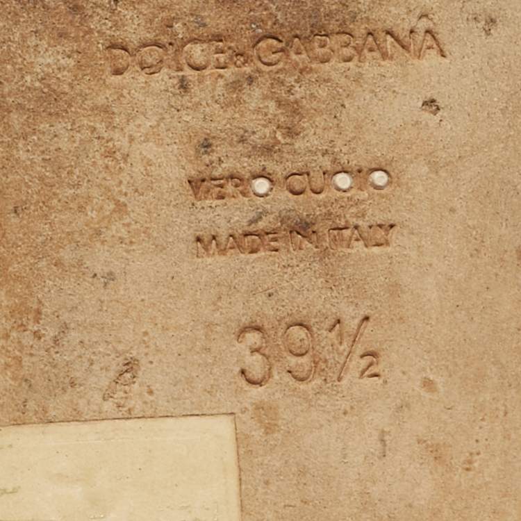 Pre Owned Dolce & Gabbana Multicolor Brocade Fabric DG Logo Flat Slides Size 39.5