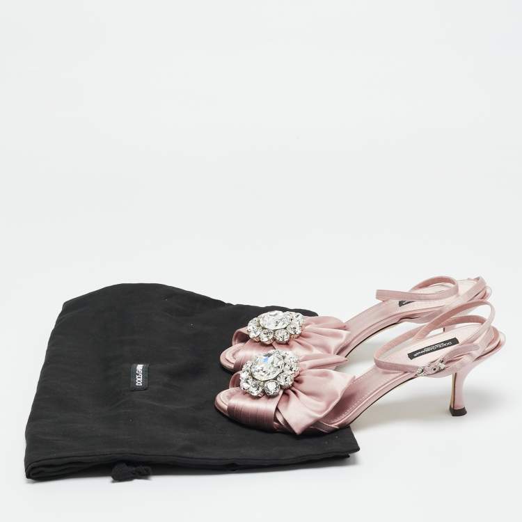 Pre Owned Dolce & Gabbana Pink Satin Keira Ankle Strap Sandals Size 39