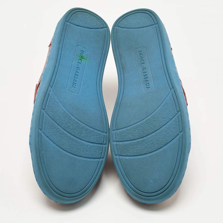 Pre Owned Dolce & Gabbana Red Leather Lace Up Sneakers Size 34