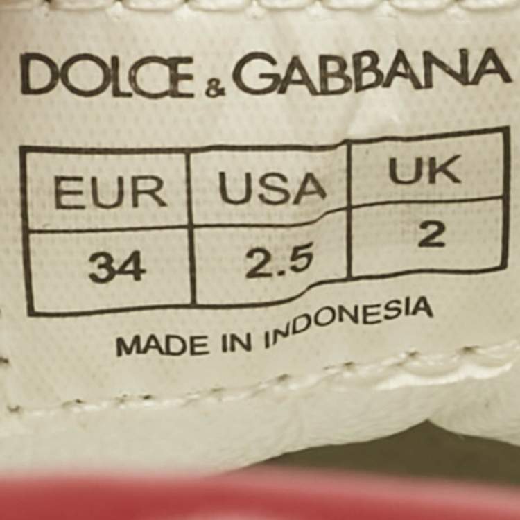 Pre Owned Dolce & Gabbana Red Leather Lace Up Sneakers Size 34