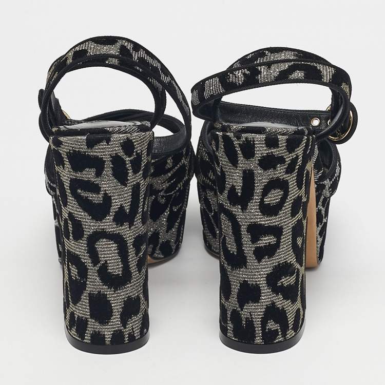 Pre Owned Dolce & Gabbana Silver Lurex Fabric Ankle Strap Sandals Size 38