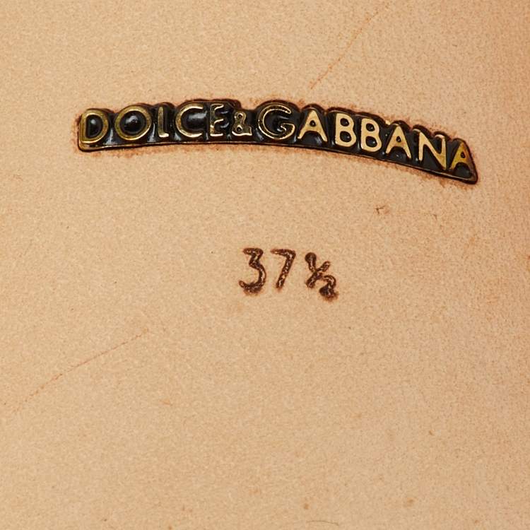 Pre Owned Dolce & Gabbana Orange Lace Crystal Embellished Bellucci Pumps Size 37.5