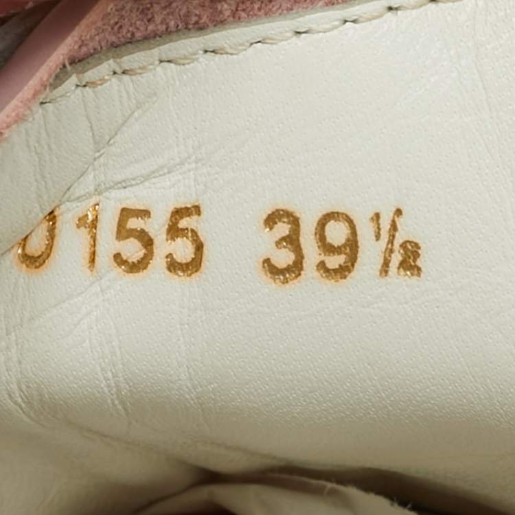 Pre Owned Dolce & Gabbana White/Pink Leather Velcro Low Top Sneakers Size 39.5